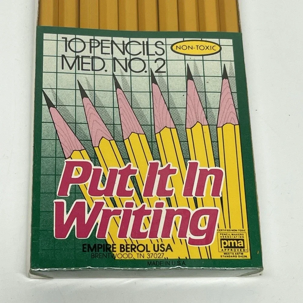 Vintage Empire Berol USA 10 Pack No.2 Medium Non Toxic Pencils Put It in Writing